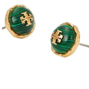Tory Burch green & gold rope stud earrings